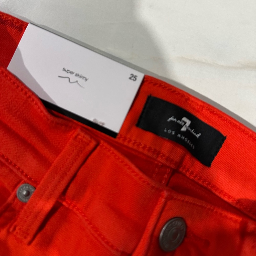 7 For All Mankind High Rise Skinny Red - Picture 2 of 9